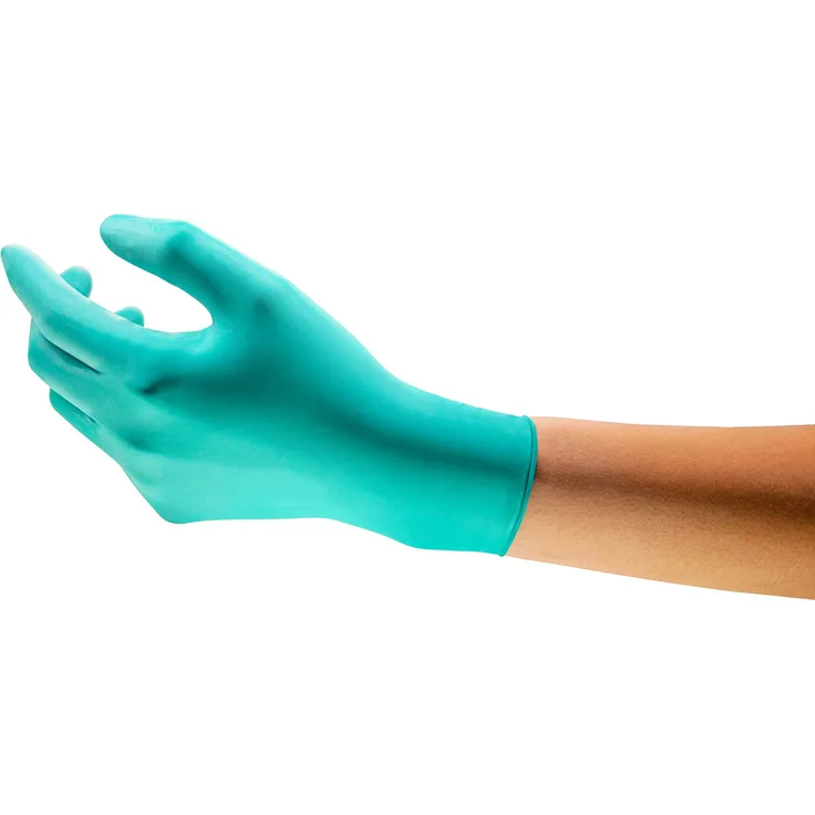 Ansell TouchNTuff 92-500 Einweg-Handschuhe in Nitril, Einmal-Handschuhe, Chemikalien- und Lebensmitteln-Industrie, Grün Größe 8.5 - 9 (Spender mit 100 Handschuhen)