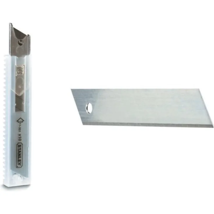 Stanley Abbrechklingen (18 mm, gerade Schneide, 0,55 mm Schneidstärke, 110 mm Klingenlänge, 10 Stück im Spender) 0-11-301