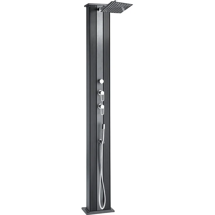 FORMIDRA DADA Straight Hybriddusche Solardusche 40L Aluminium Dusche Pooldusche schwarz anthrazit