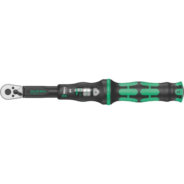 Wera 05075605001 Click-Torque A 6 Drehmomentschlüssel mit Umschaltknarre, Schwarz, Grün, 1-4'' Sechskant, 2.5-25 Nm – Bild 1