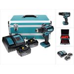 Makita DHP485SGTX Akku Schlagbohrschrauber 18 V 50 Nm Brushless + 2x Akku 6,0 Ah + Ladegerät + 70 tlg. Bit Bohrer Set + TX Alu Koffer