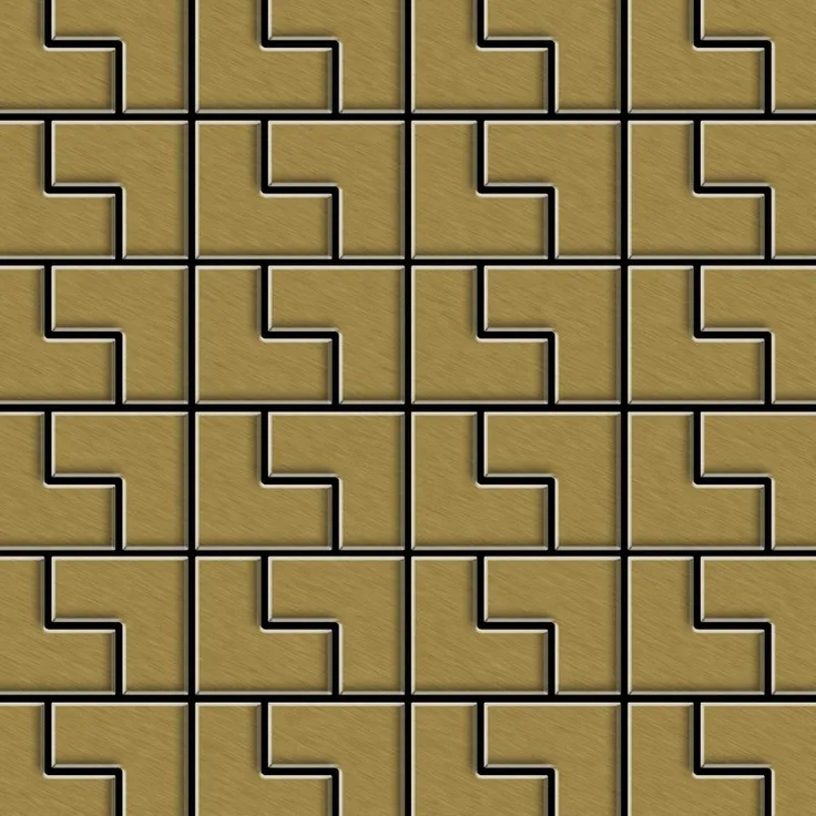 Mosaik Fliese massiv Metall Titan gebürstet in gold 1,6mm stark ALLOY Kink-Ti-GB Designed by Karim Rashid 0,93 m2