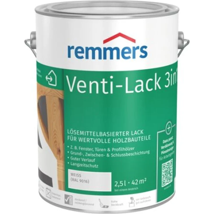 750ml Venti-Decklack 3in1 weiß RAL9016 - Remmers – Bild 1