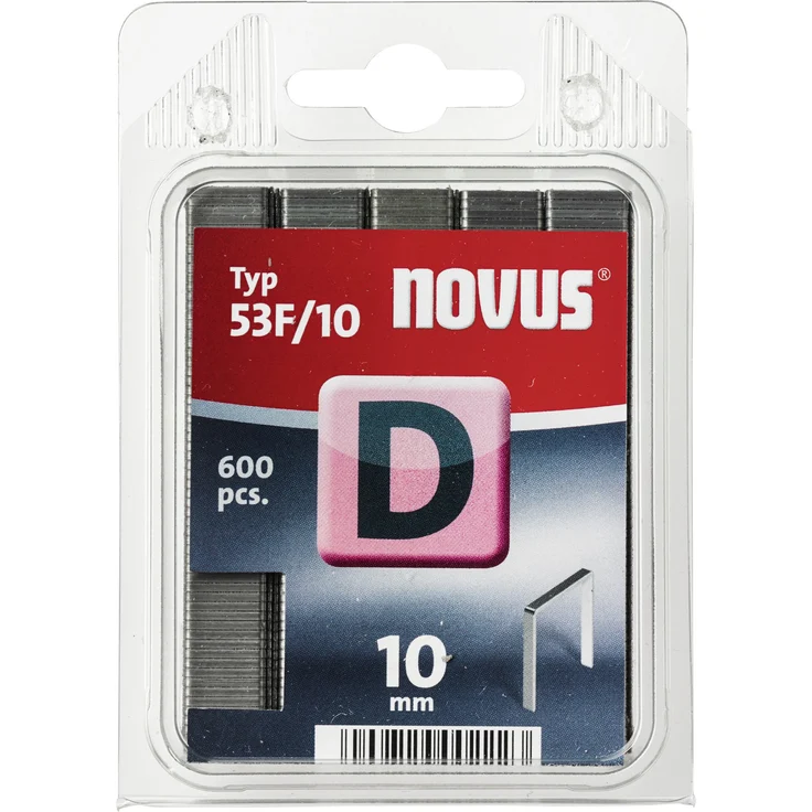Novus Flachdrahtklammern 10 mm, 600 Heftklammern vom Typ 53 F-10, Befestigung von Folien, Etiketten, Papier und Pappe – Bild 1