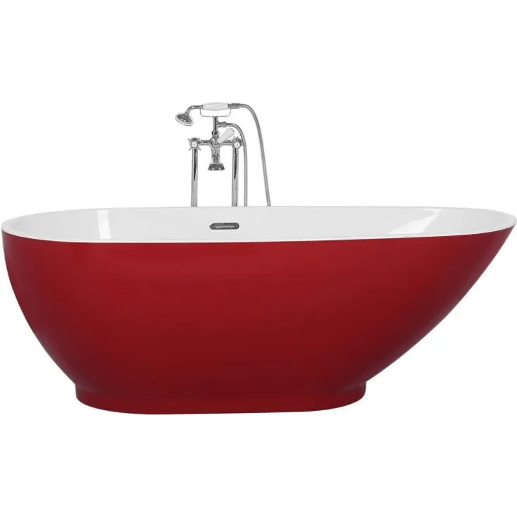 Beliani Badewanne freistehend rot GUIANA