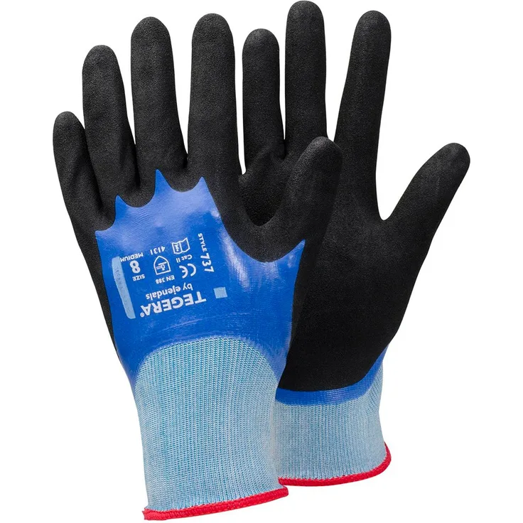 Ejendals Synthetikhandschuh Tegera 737, Größe 7, 1 Stück, schwarz / blau, 737-7