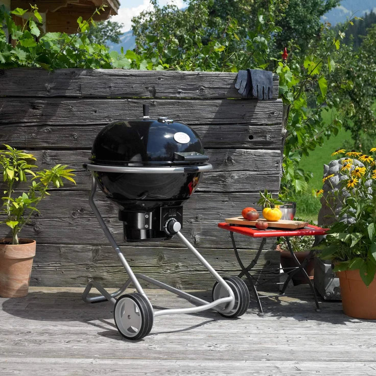 RÖSLE Holzkohle-Kugelgrill No. 1 AIR F50, Stahl schwarz, 75 x 83 x 105 cm, Air Control System, Deckelscharnier, klappbarer Holzkohlegrillrost, 22,2 kg, Ø Grillfläche 50 cm – Bild 6