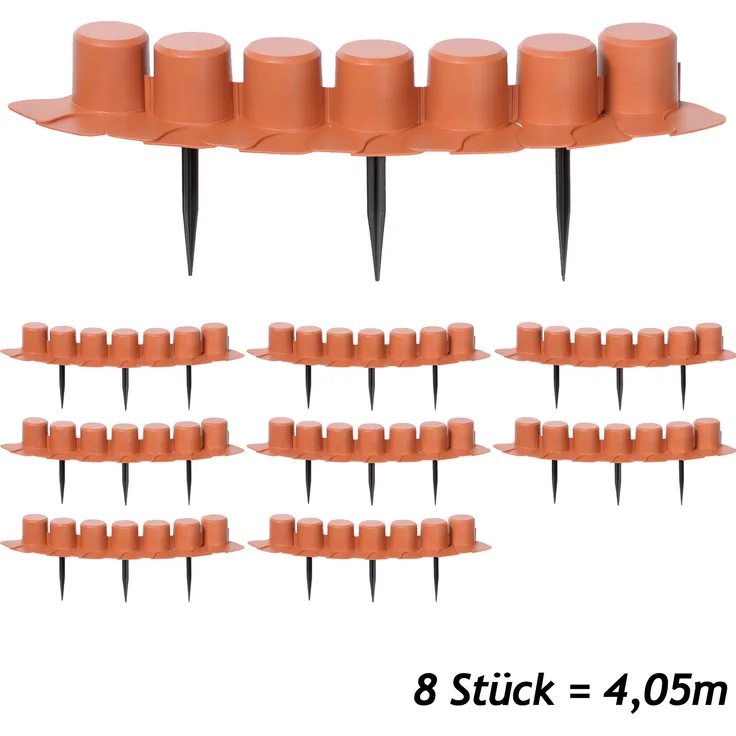 Rasenkante 8,1m Beetumrandung Gartenpalisade Beeteinfassung Randstein Palisade terrakotta / 4,05m