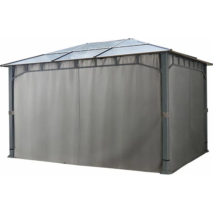 4 Seitenteile für Gartenpavillons 3x4 m - Polyester ca. 180 g-m²- inkl. Haken, mit Reißverschluss - dunkelgrau
