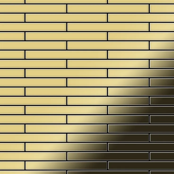 Mosaik Fliese massiv Metall Messing gewalzt in gold 1,6mm stark ALLOY Deedee-BM 0,63 m2