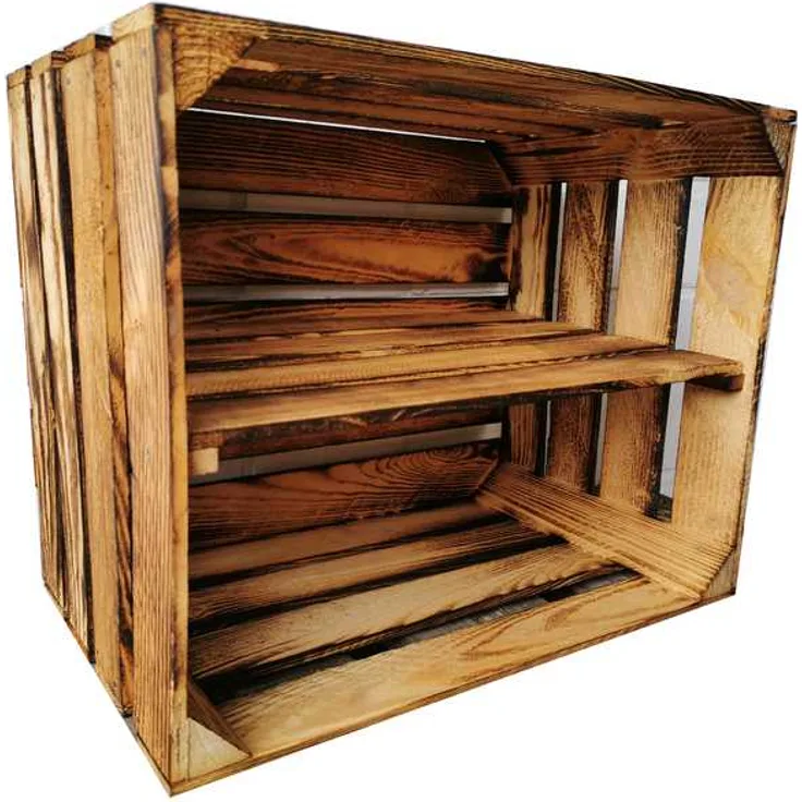 Teramico Geflammte Neue Obstkiste mit Zwischenboden Lang 50 x 40 x 30cm