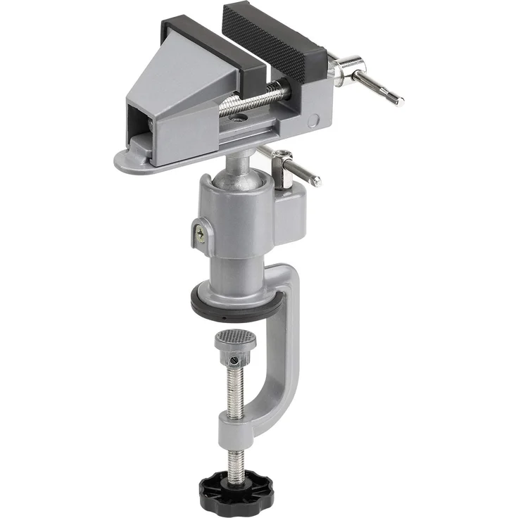 Meister Schraubstock Mini - 50 mm Spannweite - 360° drehbar - Sicheres Fixieren von Werkstücken - Inkl. Maschinenhalterung - Tischschraubstock mit Klemmbacken - Feinmechaniker-Schraubstock - 5136100