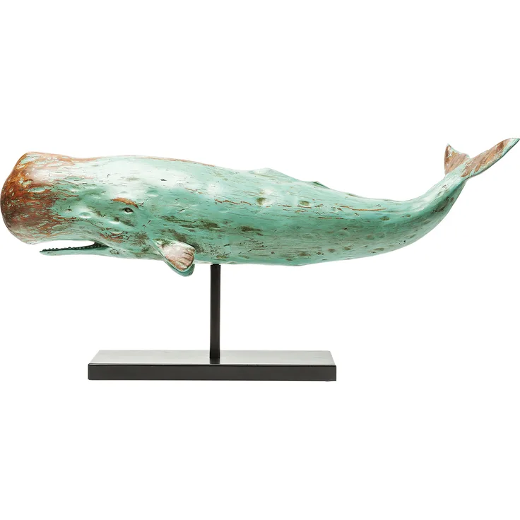 Kare Design Dekofigur Whale Base, große, moderne Tier-Dekoration, Wal aus Polyresin, schwarz-türkis, (H-B-T) 38,5x77x17,5cm