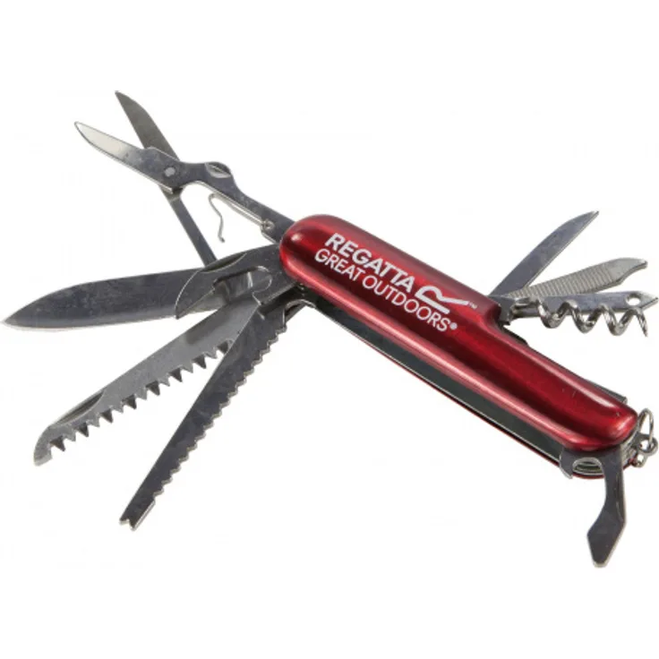 multitool mit 13 Funktionen 17 cm Stahl rot-silber
