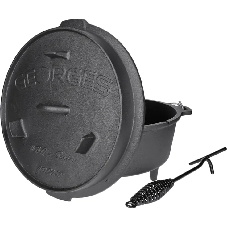Premium Dutch Oven mit Füßen - preseasoned (bereits eingebrannt) inkl. Deckelheber GDO06P