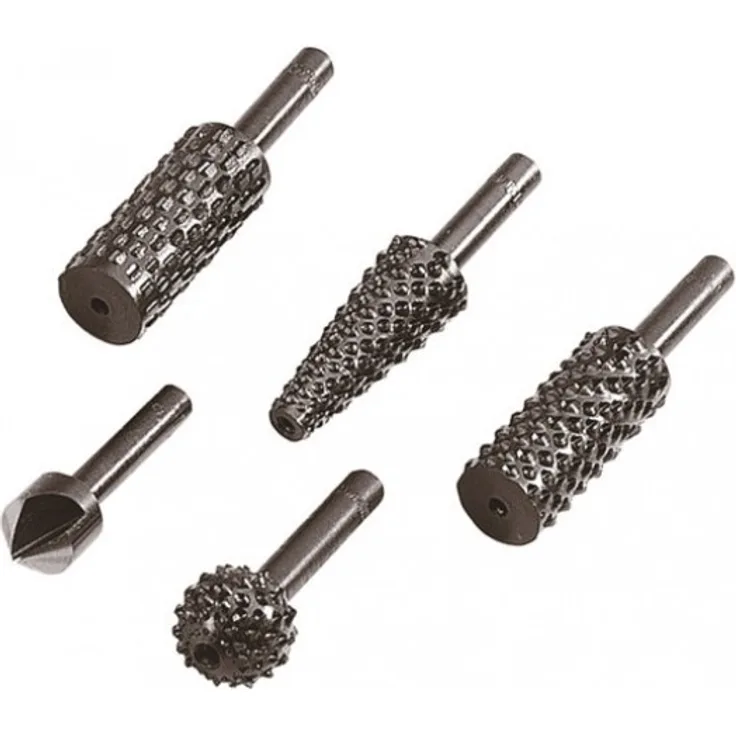 Wolfcraft 794689 Raspel Set 5-Teilig, Schwarz