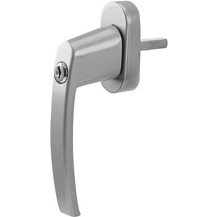 OLYMPIA FGS 100 FGS100 Abschließbarer Fenstergriff mit je 2 Schlüsseln | Fenstersicherung mit Schloss | Vierkant 7x7mm | StiftLänge 35mm | Beschichtetes Metall, Silber