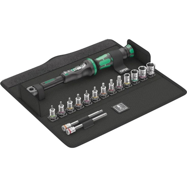 Wera 05004180001 Bicycle Set Torque 1 Fahrrad Drehmomentschlüsselsatz Drehmomentratsche Werkzeugset Schwarz, 16-Teilig
