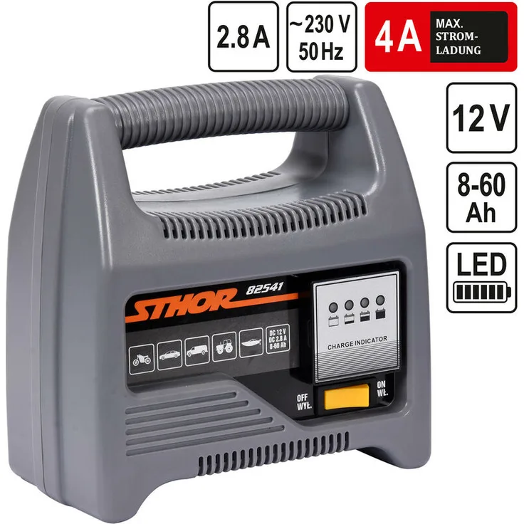 Sthor 12V Batterieladegerät Automatik Batterielader 4A 60Ah