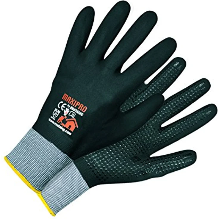 Rostaing MAXIPRO-it11Â Handschuhe Kassenbücher vollständigen Schutz der Hand, Noppen in Handfläche, wasserfest, atmungsaktiv, schwarz, 11 – Bild 1