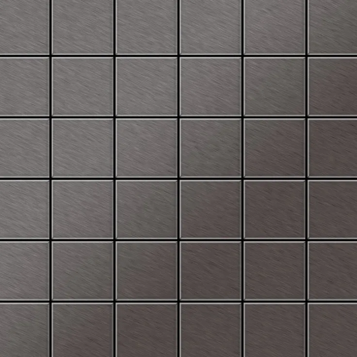 Alloy Mosaik Fliese massiv Metall Titan gebürstet in dunkelgrau 1,6mm stark Cinquanta-Ti-SB 0,94 m2