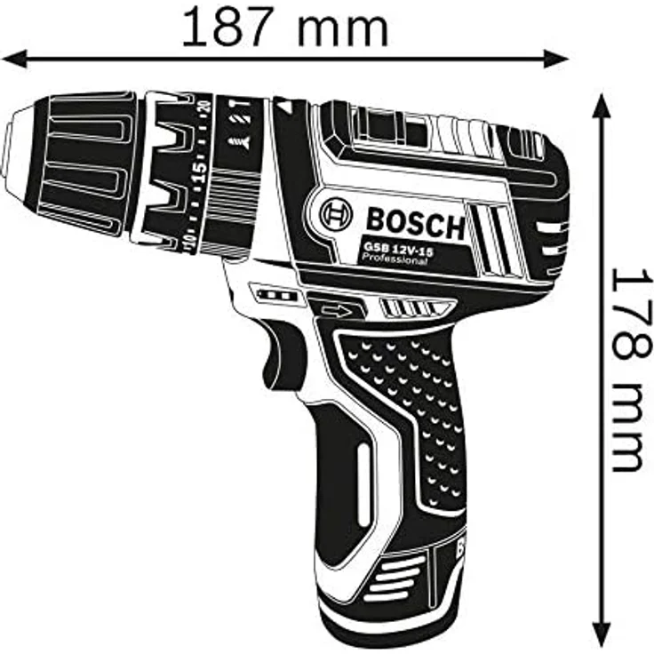 Bosch Professional GSB 12V-15 Akku-Schlagbohrschrauber inkl. 2. Akku,Ladegerät,Zubehör und Koffer - 06019B690J – Bild 3