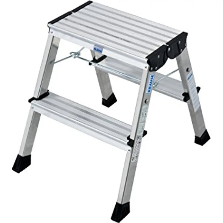 Krause 130037 Klapptritt 2 x 2 Stufen Aluminium, mit Roll-Stop-Automatik