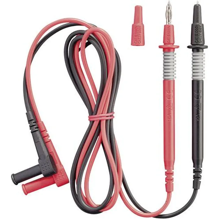Benning 044145 Sicherheits-Messleitungs-Set (Lamellenstecker 4mm - Prüfspitze) 1.00m Schwarz, Rot