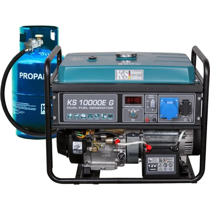 Könner & Söhnen - KS 10000E G Hybrid Stromerzeuger 8000 Watt, DUAL FUEL Benzin-LPG, E-Start, 1x16A (230V), 1x32A (230V), 12V, Automatischer