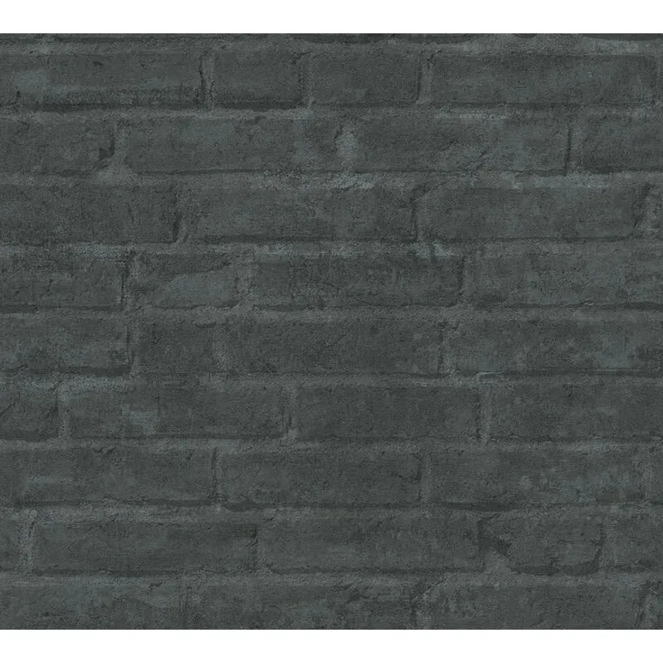 Stein Kacheln Tapete 377475-GU Vliestapete glatt in Steinoptik matt grau schwarz anthrazit 5,33 m2