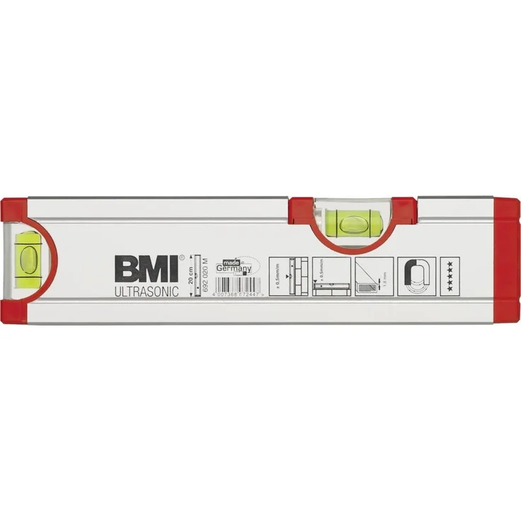 BMI 692020M Wasserwaage Ultrasonic, Länge 20 cm, eloxiert, mit Magnet – Bild 1