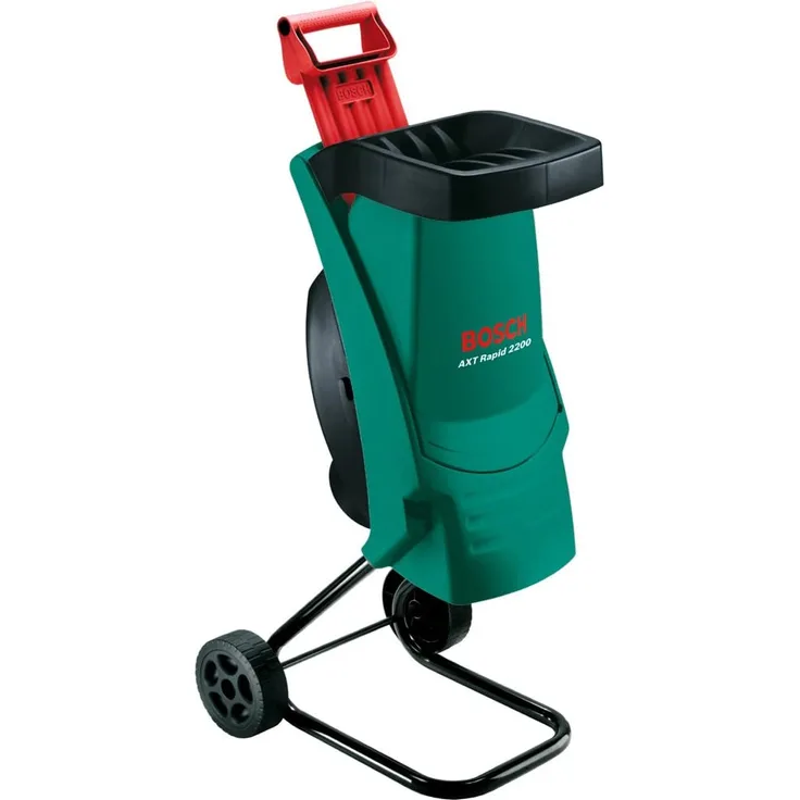Bosch Häcksler AXT Rapid 2200 2200 Watt Materialdurchsatz 90 kg h max Schneidekapazität D 40 mm Leistung 2 200 W Häckselsystem Messer Materialstärke 4 cm Schnittgeschwindigkeit 3 650 U min Transporträder