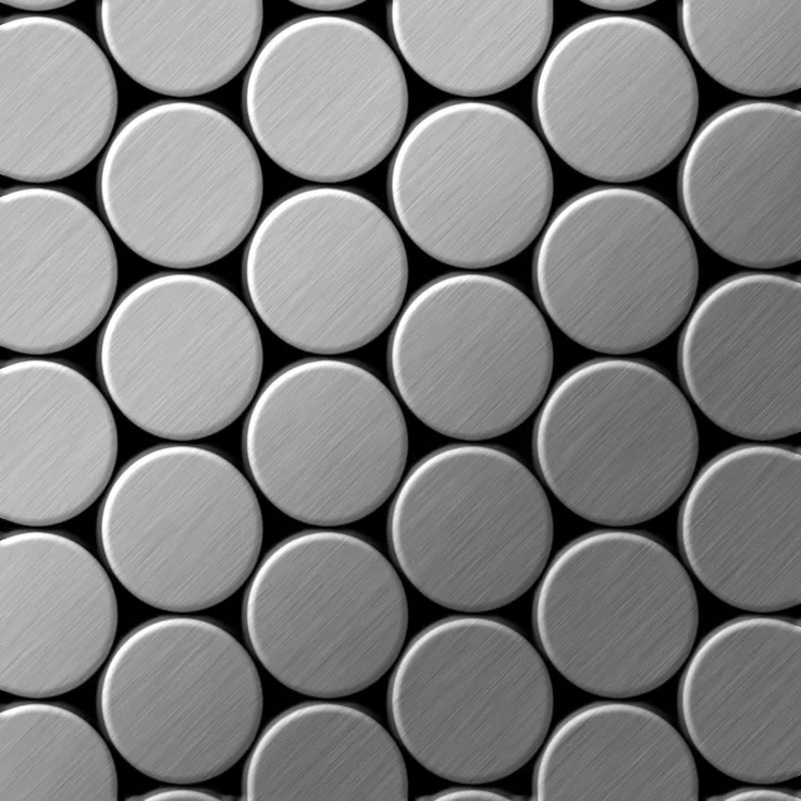 Alloy Mosaik Fliese massiv Metall Edelstahl marine gebürstet in grau 1,6mm stark Dome-S-S-MB 0,73 m2
