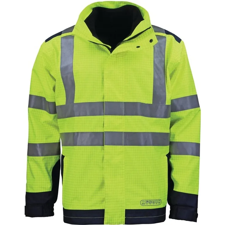 Wetter-,Flamm- u. Warnschutzjacke Gr. L gelb-blau 98% Poyester-2% Carbon