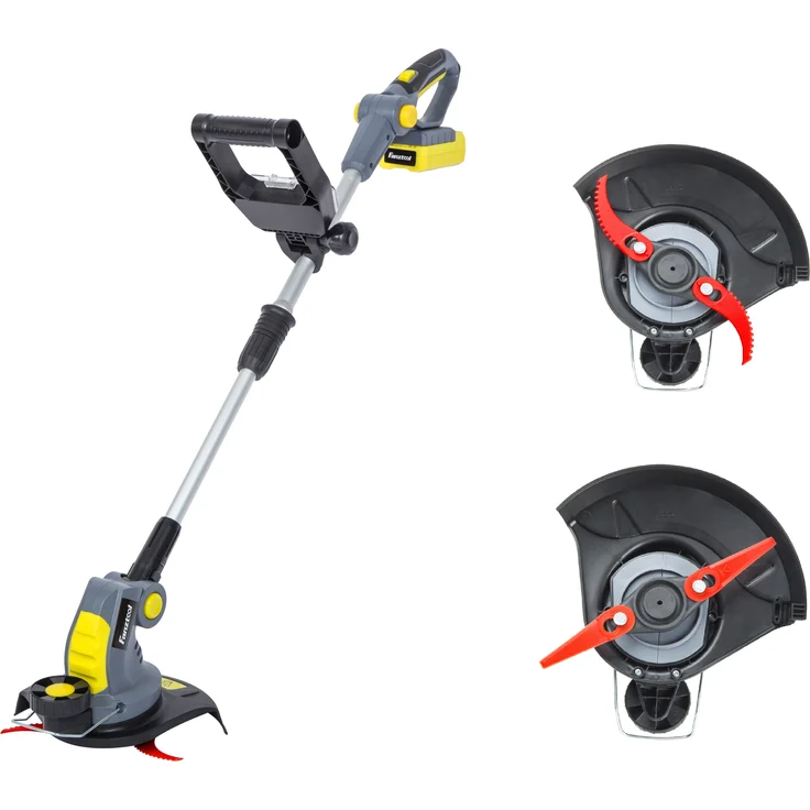 FANZTOOL Akku Rasentrimmer 20V, inkl. 2Ah Akku, Ladegerät, Gerade Messer für Glatt- und Feinschnitt Und gekrümmte Messer mit Zähnen für Grobschnitt – Bild 1