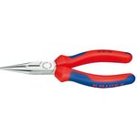 KNIPEX 25 02 160 Flachrundzange mit Schneide (Radiozange) schwarz atramentiert mit Mehrkomponenten-Hüllen 160 mm