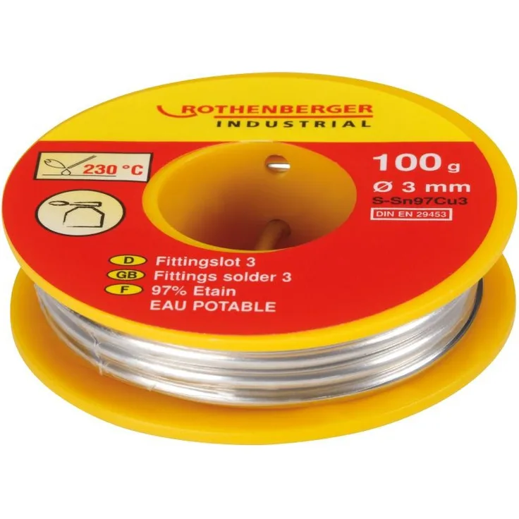 ROTHENBERGER Industrial Fittingslot 3 100 g , Ø 3 mm für Heizungs- und Trinkwasser Leitung , 045256E