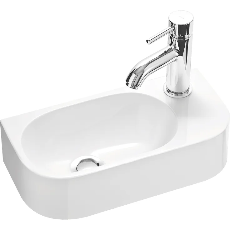 Stilform Gäste WC Waschbecken PARK 40x20 cm aus Mineralguss für Wandmontage oder Aufsatzwaschbecken mit Hahnloch Rechts
