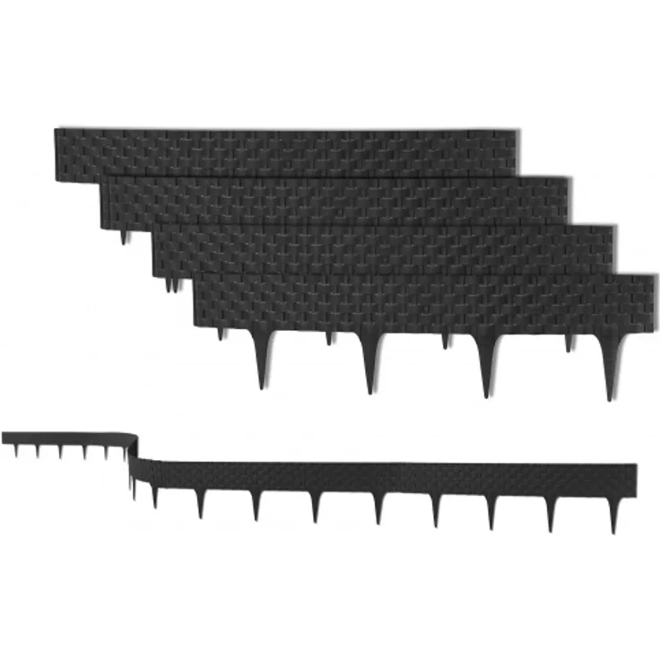 3,2 m Rasenkante mit 4 Elemente á 81 cm Biegbarer Kunststoff in Rattan-Design Be