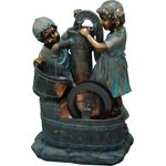 Dehner Gartenbrunnen Lea und Leon mit LED Beleuchtung, ca. 68.5 x 45 x 35 cm, Polyresin, grün/blau/braun