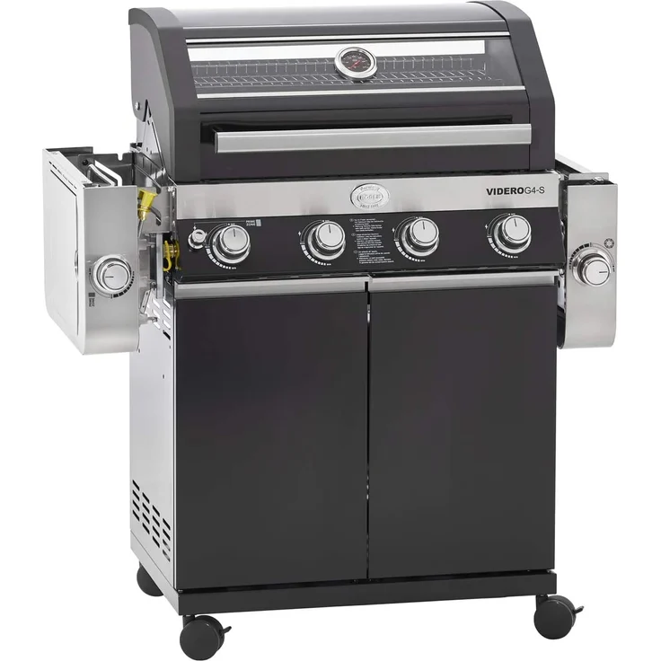 RÖSLE Gasgrill BBQ-Station VIDERO G4-S Vario+ Nero Schwarz, Grill mit 4 Edelstahlbrennern, extra Primezone und Seitenbrenner, klappbare Seitentische, VARIO+, pulverbeschichteter Stahl, Version 2021 – Bild 3
