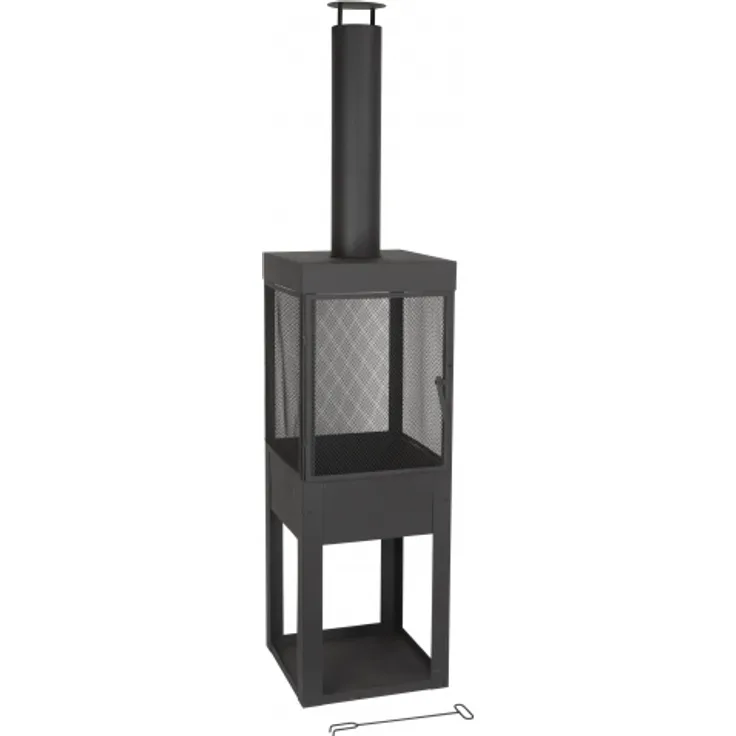 Terrassenkamin mit Schornstein 47x44x194 cm schwarz