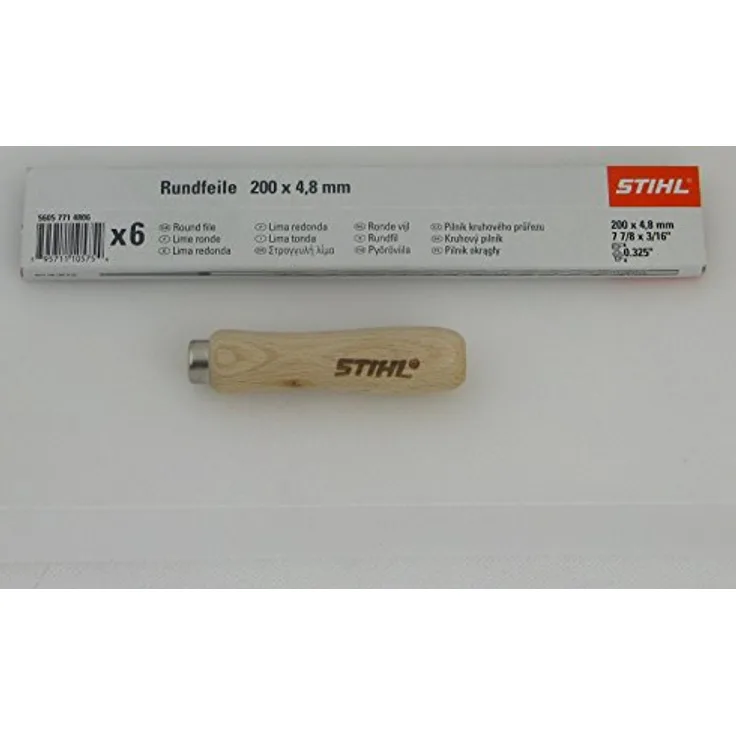 STIHL 5605 771 4806 Rundfeile 6 Stück mit 1Holz Feilenhalter für Sägeketten 4,8 mm