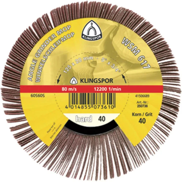 Klingspor Winkelschleifmop-Rad, WSM 617, Abm.: 125x 20, M14Korn: 60 (277019)