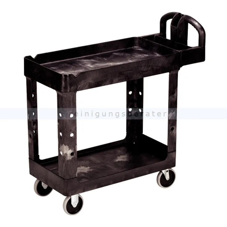 Rubbermaid Commercial Products Commercial Small Lipped Shelf Heavy Utility Cart - Black