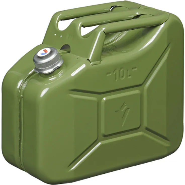 Benzinkanister 10L metall grün mit magnetischem Schraubverschluss UN- & TüV-GS-geprüft