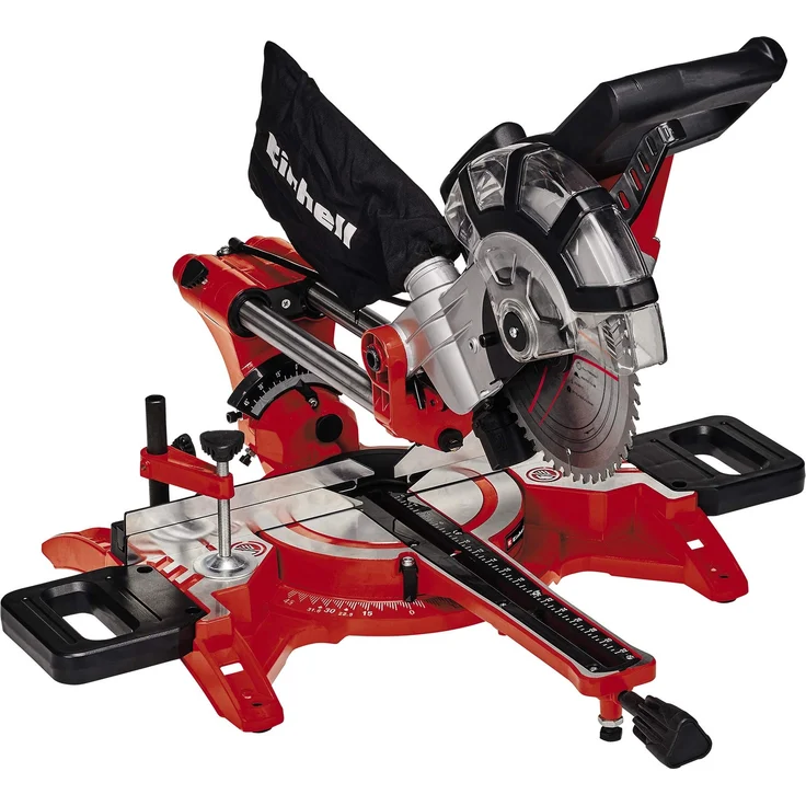 Einhell Zug-Kapp-Gehrungssäge TC-SM 2131-1 Dual (1.500 W, D210 x Ø30 mm Sägeblatt, 31 cm-21 cm Schnittbreite, Zugfunktion, Spannvorrichtung, inkl. Hartmetall-Sägeblatt) – Bild 1