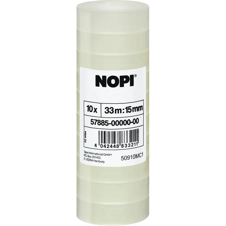 Nopi Klebefilm, transparent, 10 Rollen, 33m x 15mm