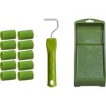 Colorus - Lackier Set: 20 x Schaumstoff-Lackrolle 5 cm superfein gerade | 2 x Lackierwanne | 1 x Farbroller-Steckbügel | Lackierwalze