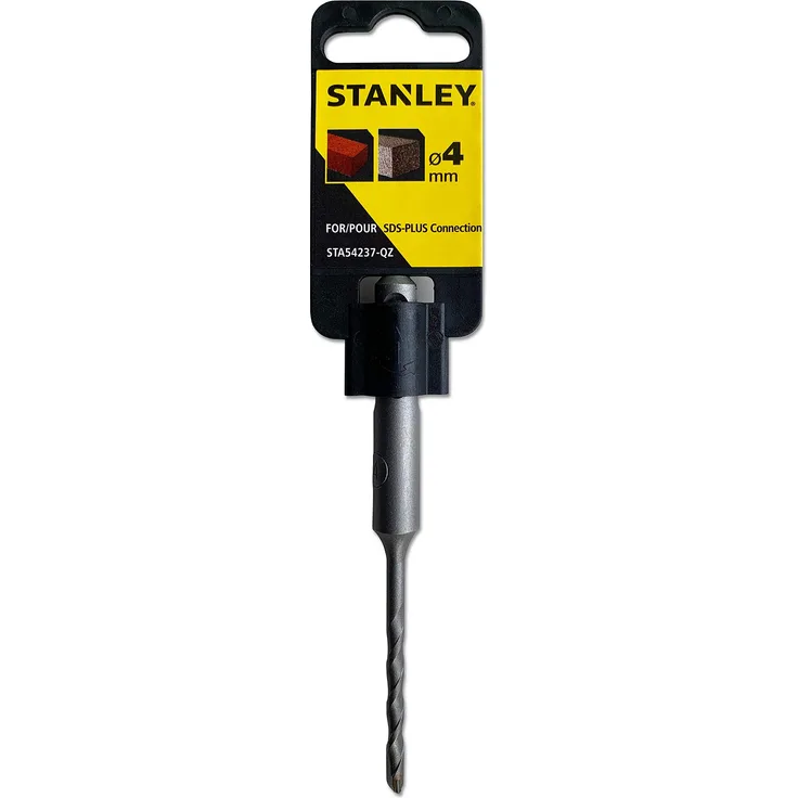Stanley STA54237-QZ SDS-plus Hammerbohrer (4 mm Bohrerdurchmesser, 110 mm Gesamtlänge, 50 mm Spirallänge, geeignet für Beton, Granit, Mauerwerk, Klinker, etc.), schwarz-gelb